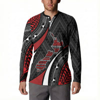 Aotearoa New Zealand Native Birds Map Button Sweatshirt Silver Fern Tribal Pattern DT05 - Polynesian Pride