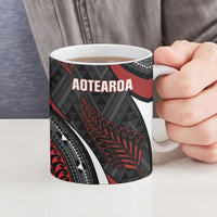 Aotearoa New Zealand Native Birds Map Ceramic Mug Silver Fern Tribal Pattern DT05 - Polynesian Pride