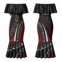 Aotearoa New Zealand Native Birds Map Couples Matching Mermaid Dress and Hawaiian Shirt Silver Fern Tribal Pattern DT05 - Polynesian Pride