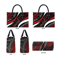 Aotearoa New Zealand Native Birds Map Leather Bag Silver Fern Tribal Pattern DT05 - Polynesian Pride
