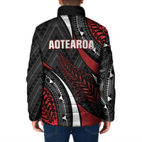Aotearoa New Zealand Native Birds Map Padded Jacket Silver Fern Tribal Pattern DT05 - Polynesian Pride