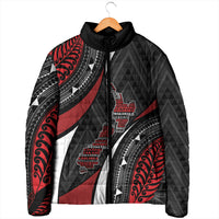 Aotearoa New Zealand Native Birds Map Padded Jacket Silver Fern Tribal Pattern DT05 - Polynesian Pride