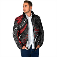 Aotearoa New Zealand Native Birds Map Padded Jacket Silver Fern Tribal Pattern DT05 - Polynesian Pride