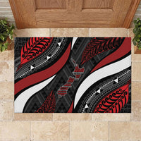 Aotearoa New Zealand Native Birds Map Rubber Doormat Silver Fern Tribal Pattern DT05 Red - Polynesian Pride