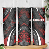 Aotearoa New Zealand Native Birds Map Skinny Tumbler Silver Fern Tribal Pattern DT05 - Polynesian Pride