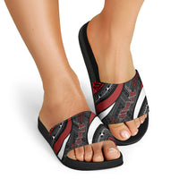 Aotearoa New Zealand Native Birds Map Slide Sandals Silver Fern Tribal Pattern DT05 - Polynesian Pride