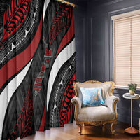 Aotearoa New Zealand Native Birds Map Window Curtain Silver Fern Tribal Pattern DT05 - Polynesian Pride