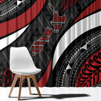 Aotearoa New Zealand Native Birds Map Window Curtain Silver Fern Tribal Pattern DT05 - Polynesian Pride