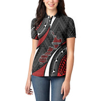 Aotearoa New Zealand Native Birds Map Women Polo Shirt Silver Fern Tribal Pattern DT05 - Polynesian Pride