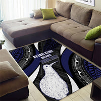 Personalised New Zealand Kiwi Area Rug Silver Fern Tribal Pattern DT05 - Polynesian Pride