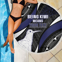 Personalised New Zealand Kiwi Beach Blanket Silver Fern Tribal Pattern DT05 - Polynesian Pride