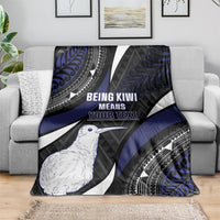 Personalised New Zealand Kiwi Blanket Silver Fern Tribal Pattern DT05 - Polynesian Pride