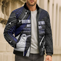 Personalised New Zealand Kiwi Bomber Puffer Jacket Silver Fern Tribal Pattern DT05 - Polynesian Pride