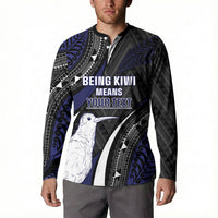 Personalised New Zealand Kiwi Button Sweatshirt Silver Fern Tribal Pattern DT05 - Polynesian Pride