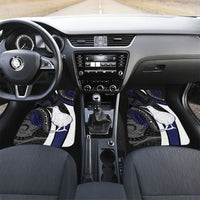 New Zealand Kiwi Car Mats Silver Fern Tribal Pattern DT05 Set 2pcs - Front Navy - Polynesian Pride