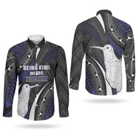 Personalised New Zealand Kiwi Couples Matching Short Sleeve Bodycon Dress and Long Sleeve Button Shirt Silver Fern Tribal Pattern DT05 - Polynesian Pride