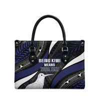Personalised New Zealand Kiwi Leather Bag Silver Fern Tribal Pattern DT05 - Polynesian Pride