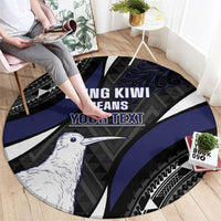 Personalised New Zealand Kiwi Round Carpet Silver Fern Tribal Pattern DT05 - Polynesian Pride