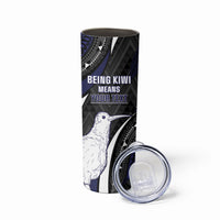 Personalised New Zealand Kiwi Skinny Tumbler Silver Fern Tribal Pattern DT05 - Polynesian Pride