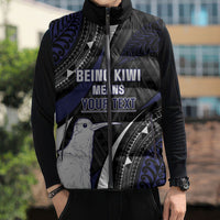 Personalised New Zealand Kiwi Sleeveless Puffer Jacket Silver Fern Tribal Pattern DT05 - Polynesian Pride