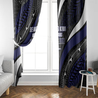 Personalised New Zealand Kiwi Window Curtain Silver Fern Tribal Pattern DT05 - Polynesian Pride