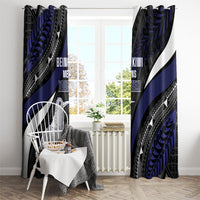 Personalised New Zealand Kiwi Window Curtain Silver Fern Tribal Pattern DT05 - Polynesian Pride