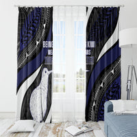 Personalised New Zealand Kiwi Window Curtain Silver Fern Tribal Pattern DT05 - Polynesian Pride
