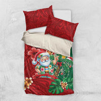 Hawaii Christmas Bedding Set Mele Kalikimaka Funny Hawaiian Santa - Polynesian Pride