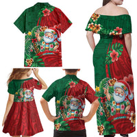 Hawaii Christmas Family Matching Off Shoulder Maxi Dress and Hawaiian Shirt Mele Kalikimaka Funny Hawaiian Santa - Polynesian Pride
