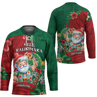 Hawaii Christmas Hockey Jersey Mele Kalikimaka Funny Hawaiian Santa - Polynesian Pride