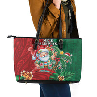 Hawaii Christmas Leather Tote Bag Mele Kalikimaka Funny Hawaiian Santa DT05 - Polynesian Pride