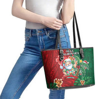 Hawaii Christmas Leather Tote Bag Mele Kalikimaka Funny Hawaiian Santa DT05 - Polynesian Pride