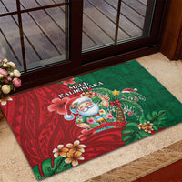 Hawaii Christmas Rubber Doormat Mele Kalikimaka Funny Hawaiian Santa - Polynesian Pride