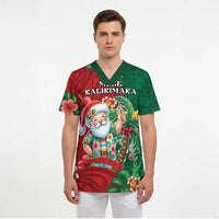 Hawaii Christmas Scrub Top Mele Kalikimaka Funny Hawaiian Santa DT05 - Polynesian Pride