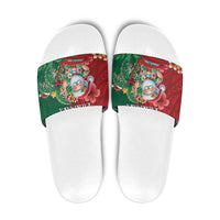 Hawaii Christmas Slide Sandals Mele Kalikimaka Funny Hawaiian Santa DT05 Green - Polynesian Pride