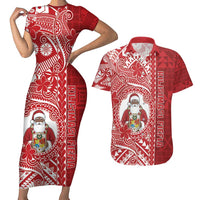 Tonga Christmas Couples Matching Short Sleeve Bodycon Dress and Hawaiian Shirt Kilisimasi Fiefia - Polynesian Pride