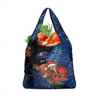 New Zealand Christmas Grocery Bag Santa Kiwi Bird With Pohutukawa Flowers - Polynesian Pride