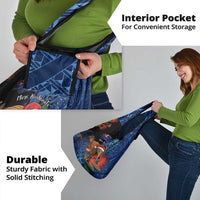 New Zealand Christmas Grocery Bag Santa Kiwi Bird With Pohutukawa Flowers - Polynesian Pride