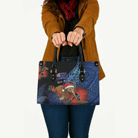 New Zealand Christmas Leather Bag Santa Kiwi Bird With Pohutukawa Flowers - Polynesian Pride