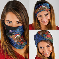 New Zealand Christmas Neck Gaiter Santa Kiwi Bird With Pohutukawa Flowers - Polynesian Pride