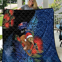 New Zealand Christmas Quilt Santa Kiwi Bird With Pohutukawa Flowers - Polynesian Pride