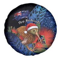 New Zealand Christmas Spare Tire Cover Santa Kiwi Bird With Pohutukawa Flowers - Polynesian Pride