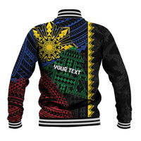 Personalised Philippines Christmas Baseball Jacket Xmas Tree Filipino Tribal Patterns - Polynesian Pride