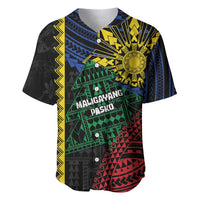 Personalised Philippines Christmas Baseball Jersey Xmas Tree Filipino Tribal Patterns DT05 Black - Polynesian Pride