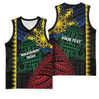 Personalised Philippines Christmas Basketball Jersey Xmas Tree Filipino Tribal Patterns - Polynesian Pride