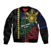 Personalised Philippines Christmas Bomber Jacket Xmas Tree Filipino Tribal Patterns - Polynesian Pride