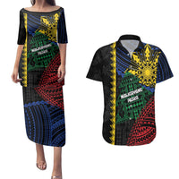 Personalised Philippines Christmas Couples Matching Puletasi and Hawaiian Shirt Xmas Tree Filipino Tribal Patterns DT05 Black - Polynesian Pride