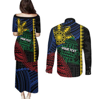 Personalised Philippines Christmas Couples Matching Puletasi and Long Sleeve Button Shirt Xmas Tree Filipino Tribal Patterns DT05 - Polynesian Pride