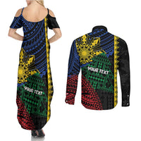 Personalised Philippines Christmas Couples Matching Summer Maxi Dress and Long Sleeve Button Shirt Xmas Tree Filipino Tribal Patterns DT05 - Polynesian Pride
