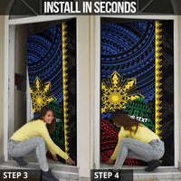 Personalised Philippines Christmas Door Cover Xmas Tree Filipino Tribal Patterns - Polynesian Pride